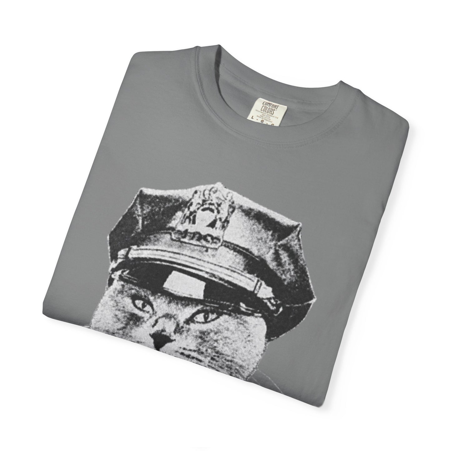 Who's Laughing Meow? Funny Cat Police Shirt | Vintage Grumpy Cat Graphic Tee | Comfort Colors® T-Shirt