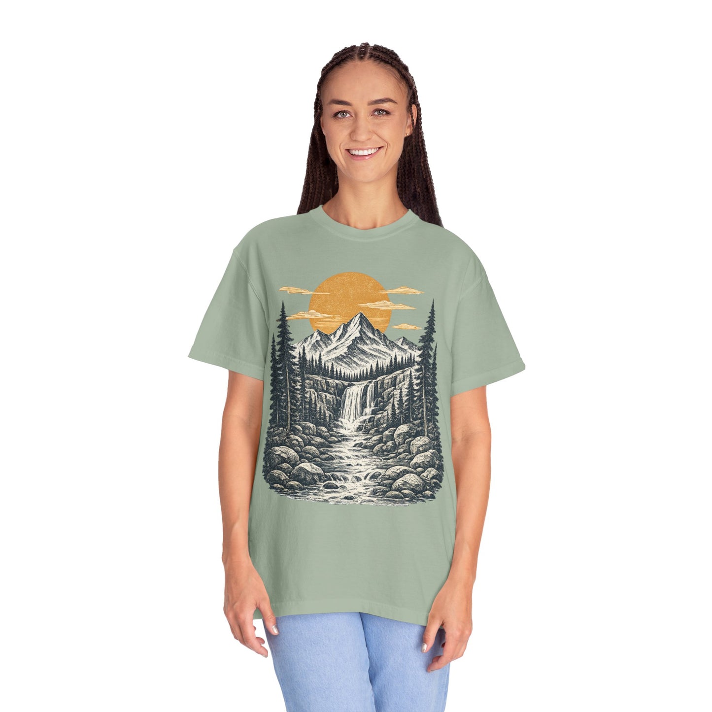 Mountain Sunset T-Shirt — Scenic Wilderness River Graphic Tee
