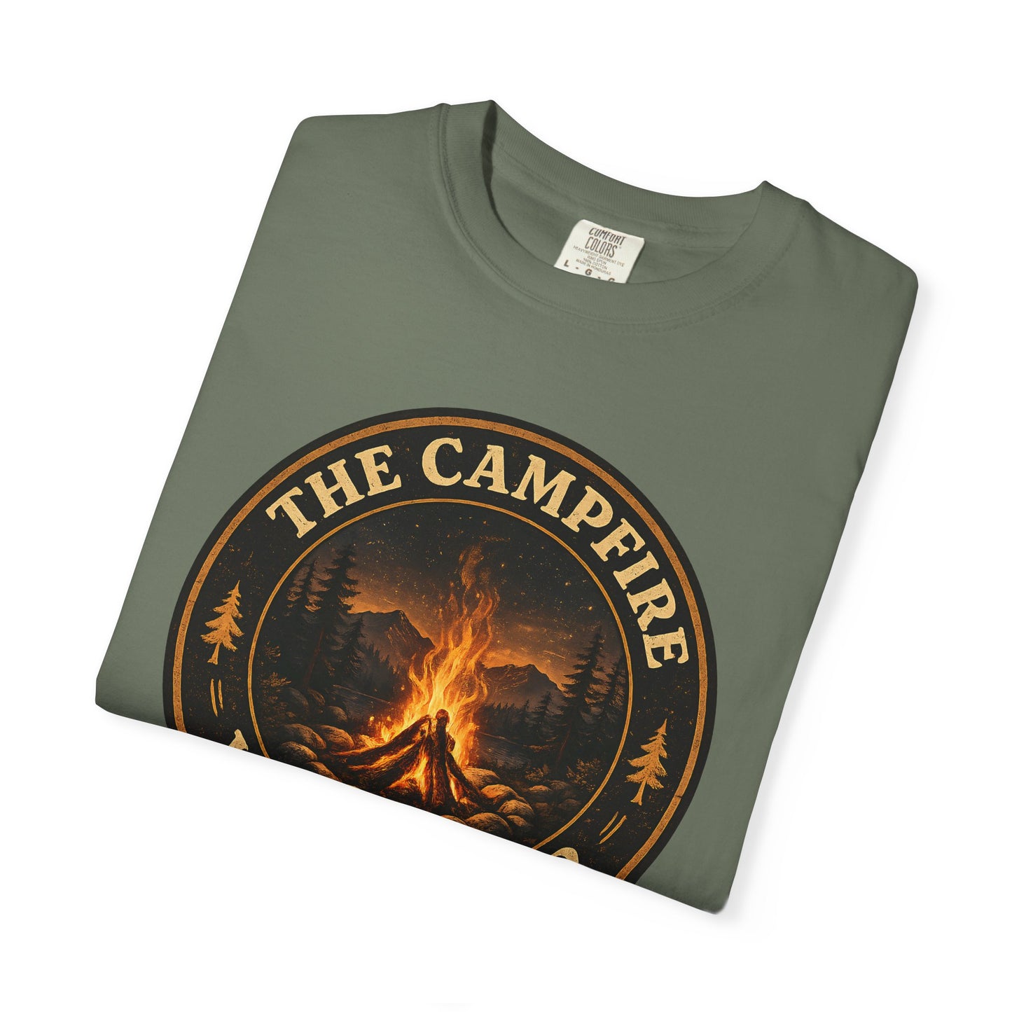 Campfire Whisperer T-Shirt — Retro Outdoor Camping Badge Tee