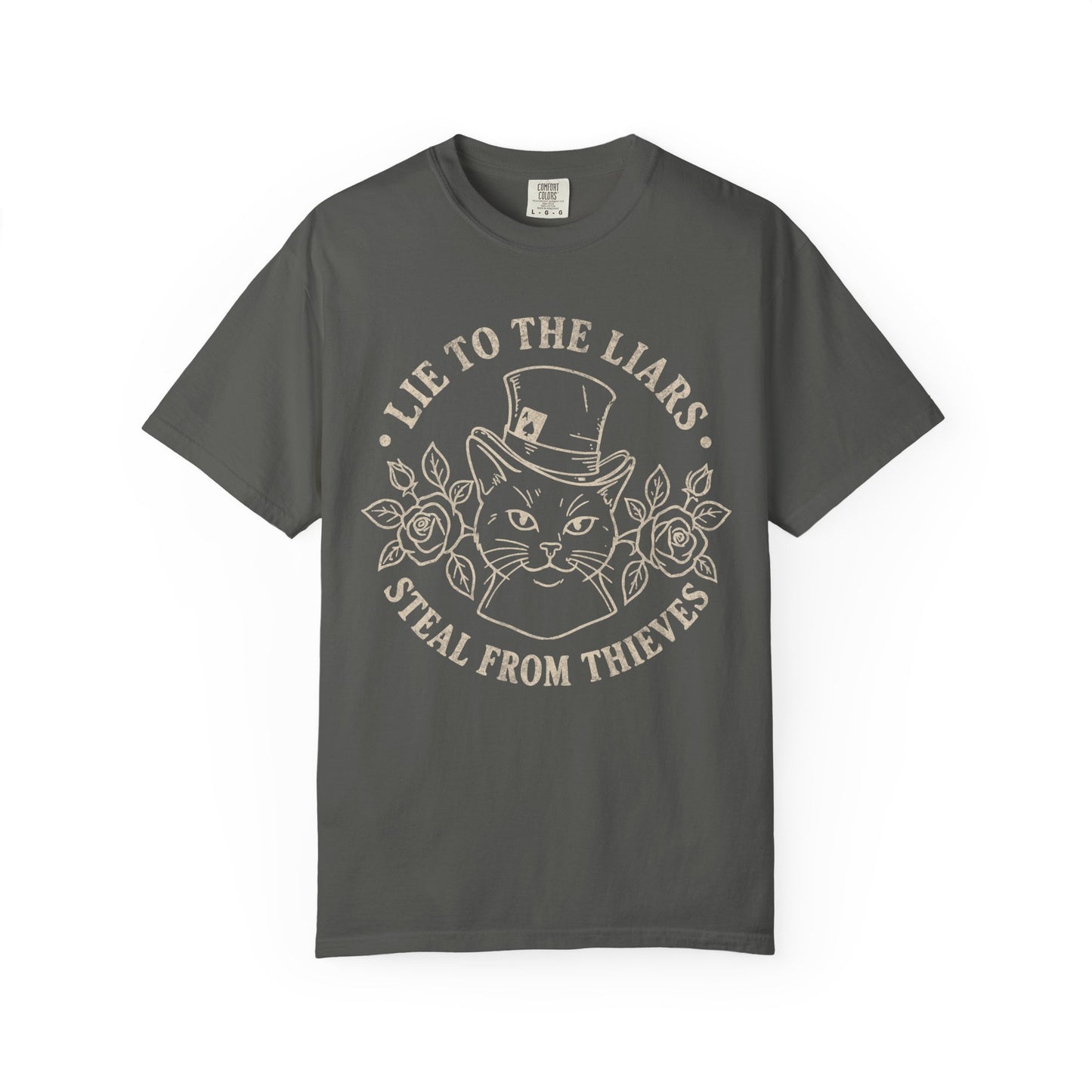 Lie to the Liars Steal from Thieves Cat Vintage Retro Graphic Tee