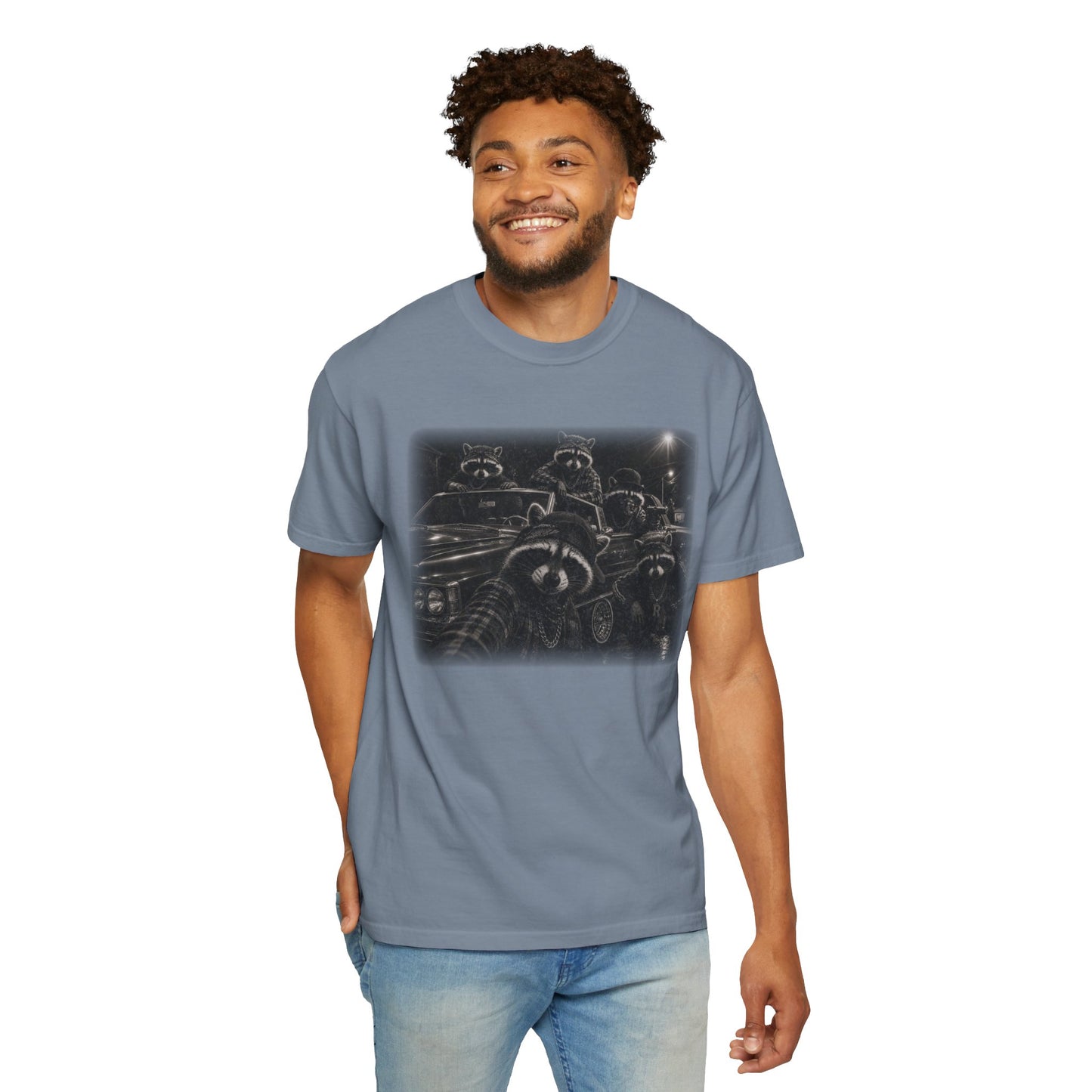 Gangsta Raccoons in 70s Lincoln Convertible T-Shirt