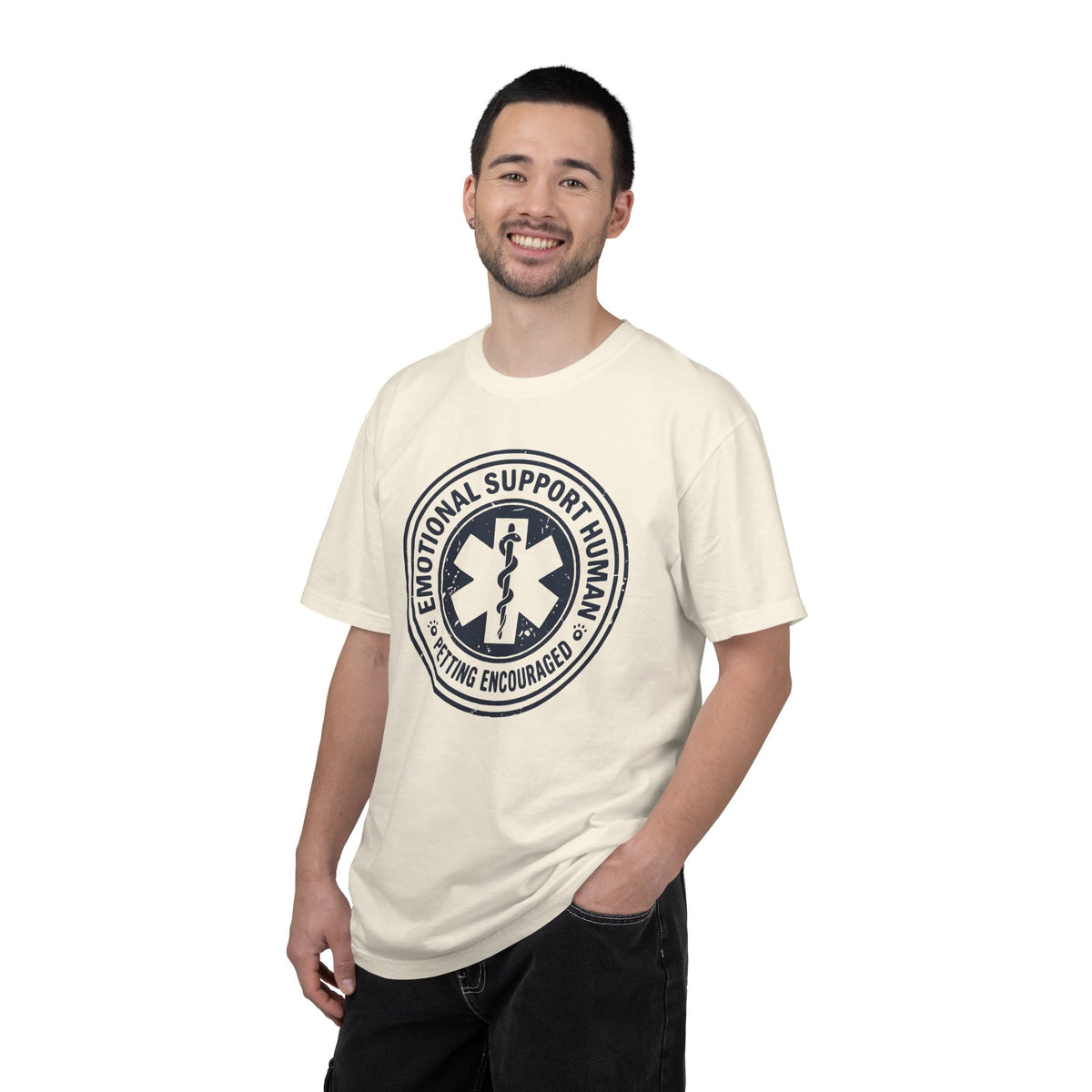 Emotional Support Human T-Shirt — “Petting Encouraged”