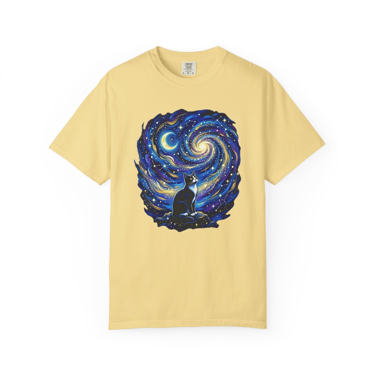 Purry Night Celestial Cat Shirt | Starry Night Cat Graphic T-Shirt