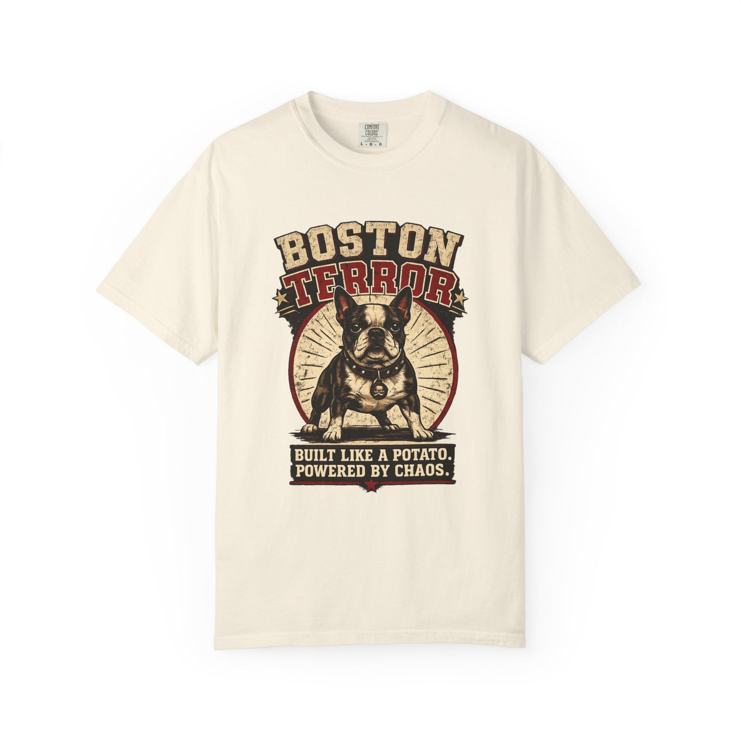 Boston TERROR Retro Boston Terrier T-Shirt — Built Like a Potato, Powered by Chaos