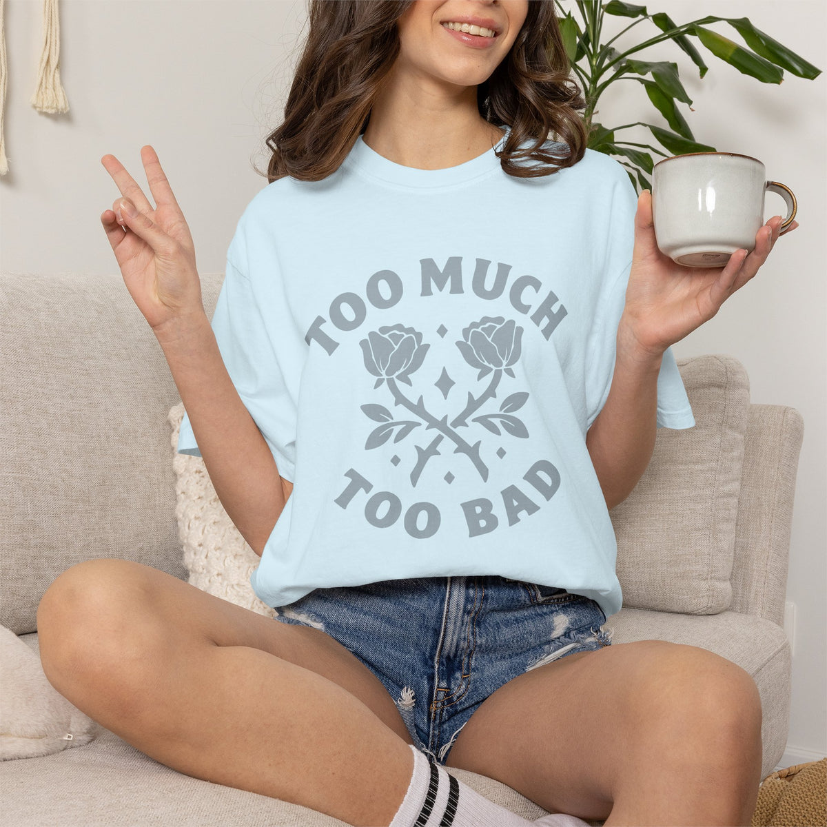 Too Much Too Bad Unapologetic Rose Graphic T-Shirt