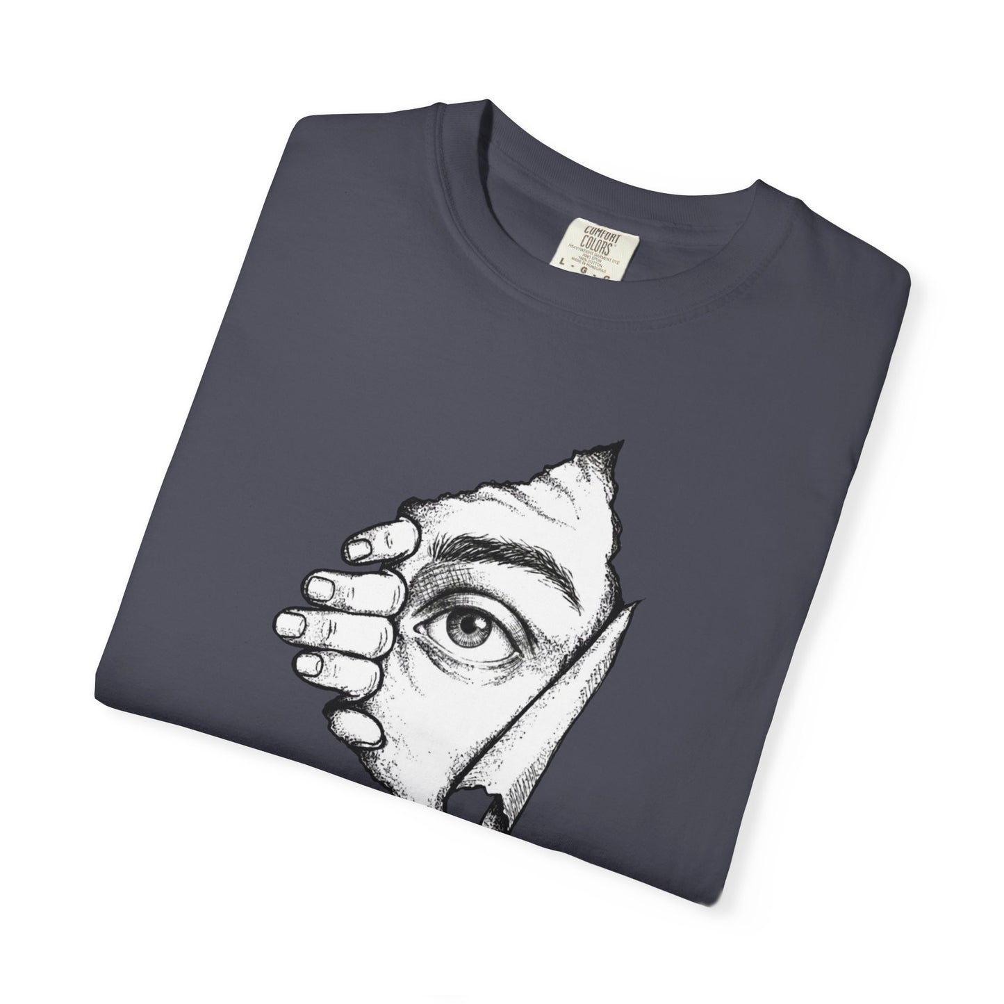 Peekaboo Curious Eye Graphic Peeking Eye Tee, Minimalist Black & White Art Shirt