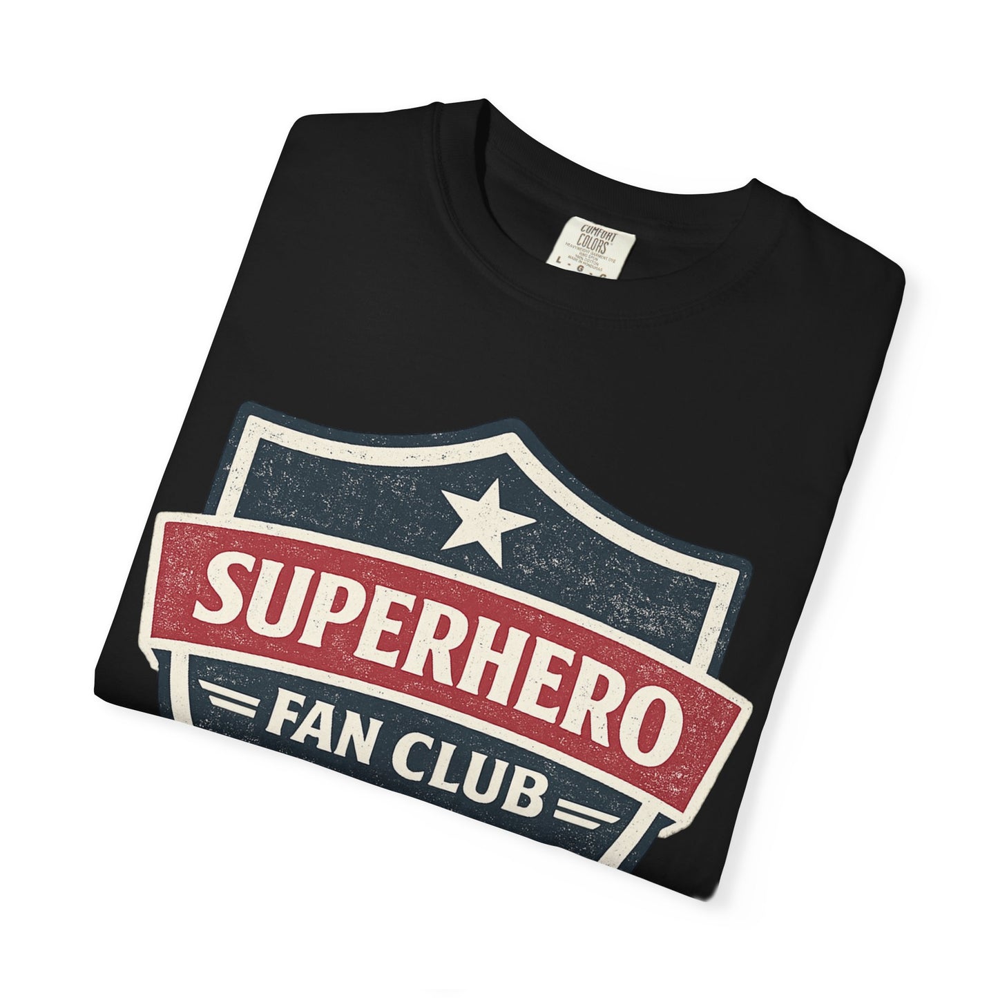 Superhero Fan Club Retro Shield T-Shirt Vintage Comic Graphic Tee
