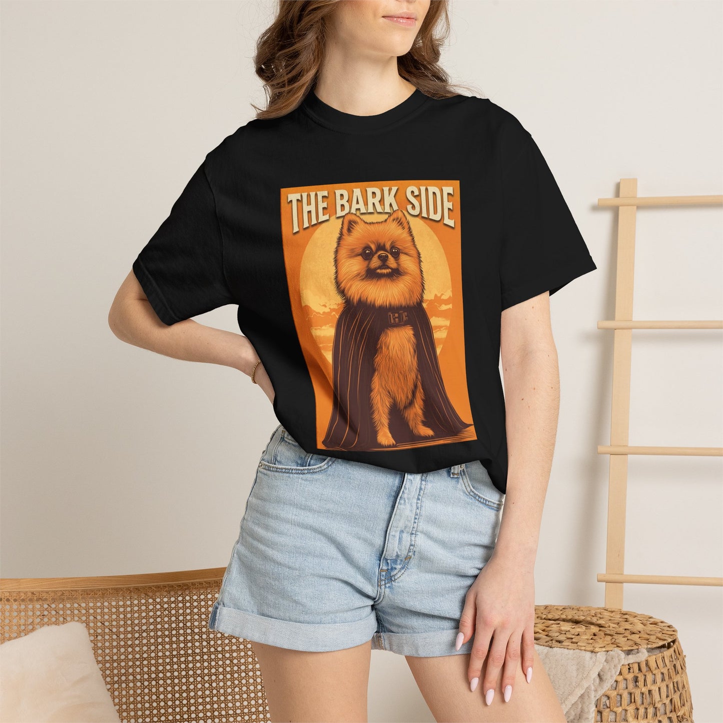 The Bark Side Funny Pomeranian Star Wars Inspired Dog T-Shirt | Cute Retro Dog Lover Tee
