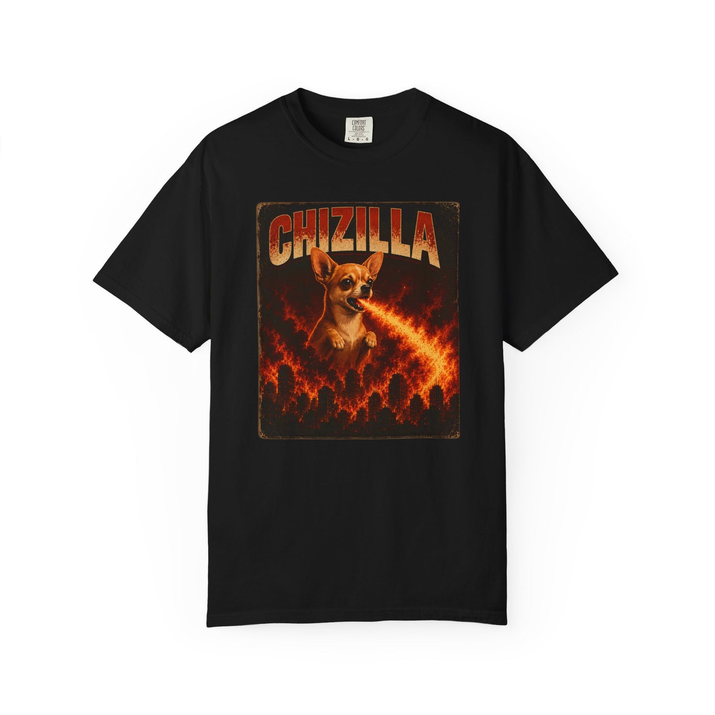 Chizilla Chihuahua T-Shirt — Godzilla Parody Fire-Breathing Dog Tee