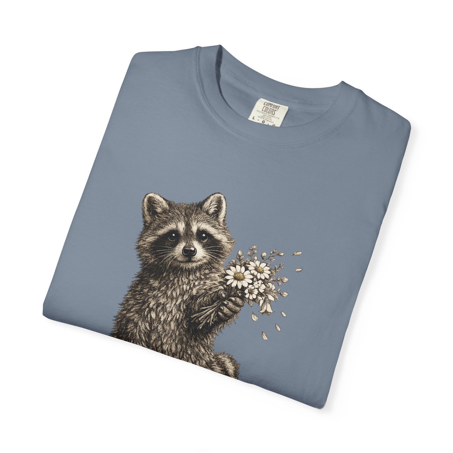 Raccoon with Wildflower Bouquet T-Shirt — Cute Animal Gift Tee