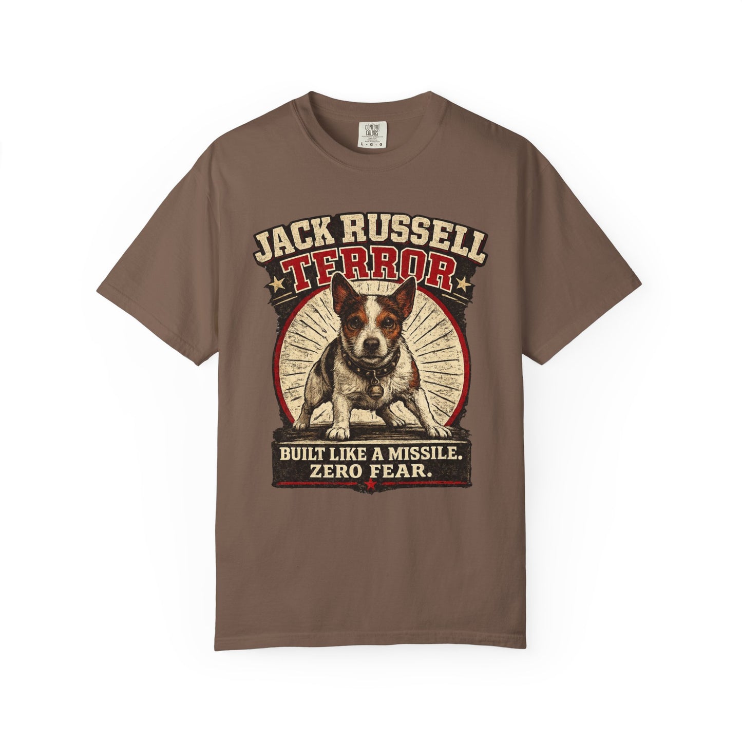 Jack Russell Terror T-Shirt — "Built Like a Missile, Zero Fear"