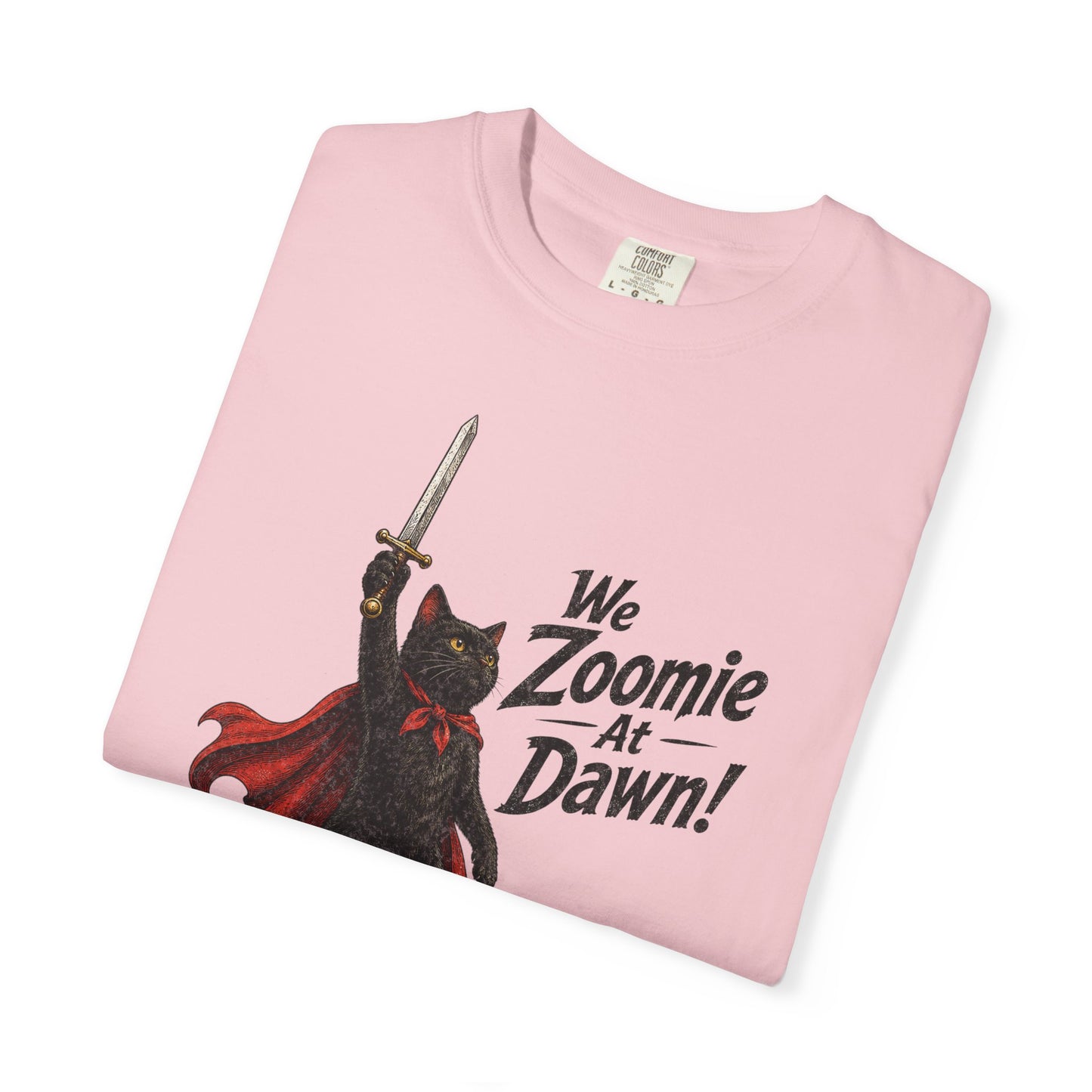 We Zoomie at Dawn Cat T-Shirt | Funny Black Cat Knight Graphic Tee | Comfort Colors Shirt