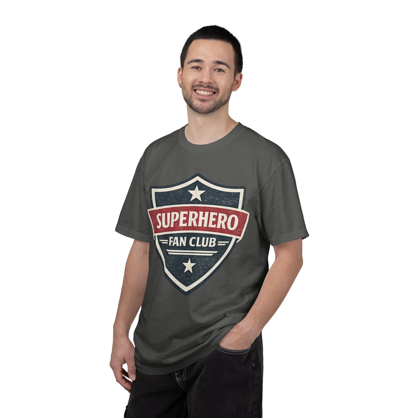 Superhero Fan Club Retro Shield T-Shirt Vintage Comic Graphic Tee