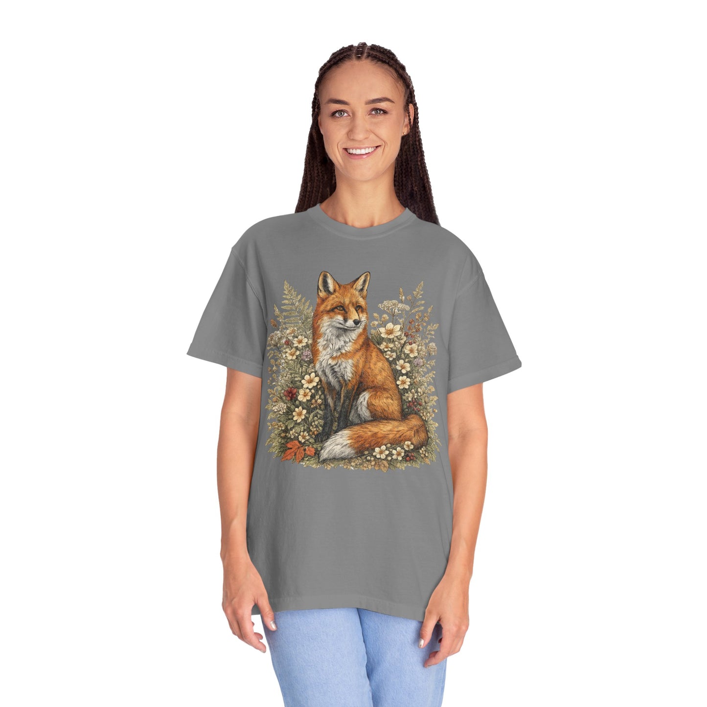 Vintage Fox & Wildflower Botanical Woodland Wldlife T-Shirt