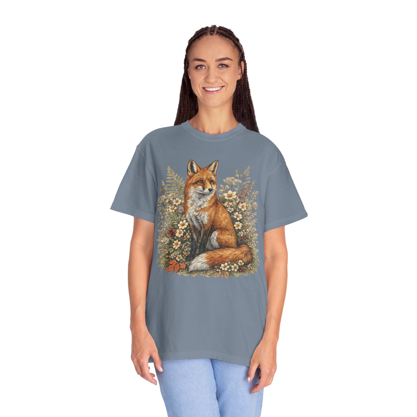 Vintage Fox & Wildflower Botanical Woodland Wldlife T-Shirt