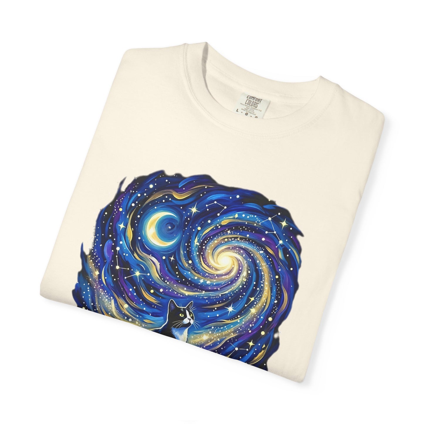 Purry Night Celestial Cat Shirt | Starry Night Cat Graphic T-Shirt