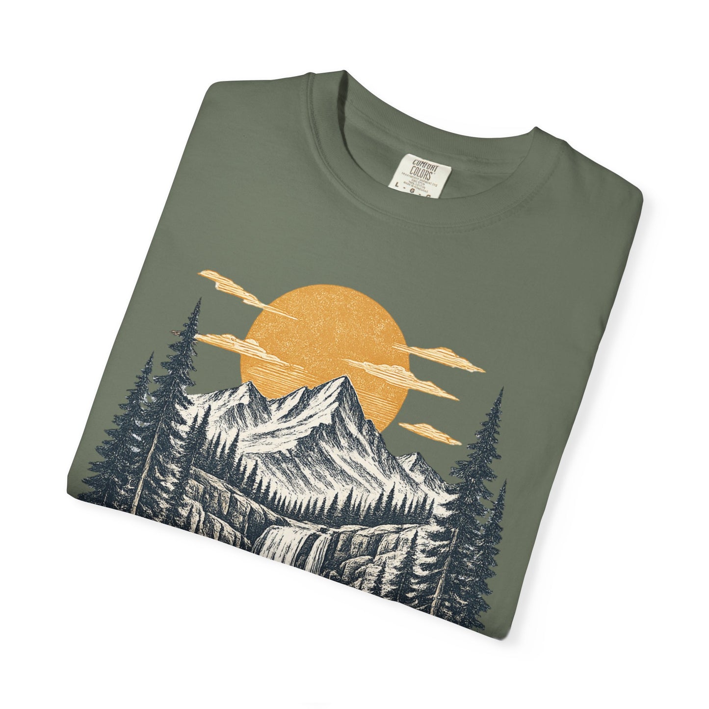 Mountain Sunset T-Shirt — Scenic Wilderness River Graphic Tee