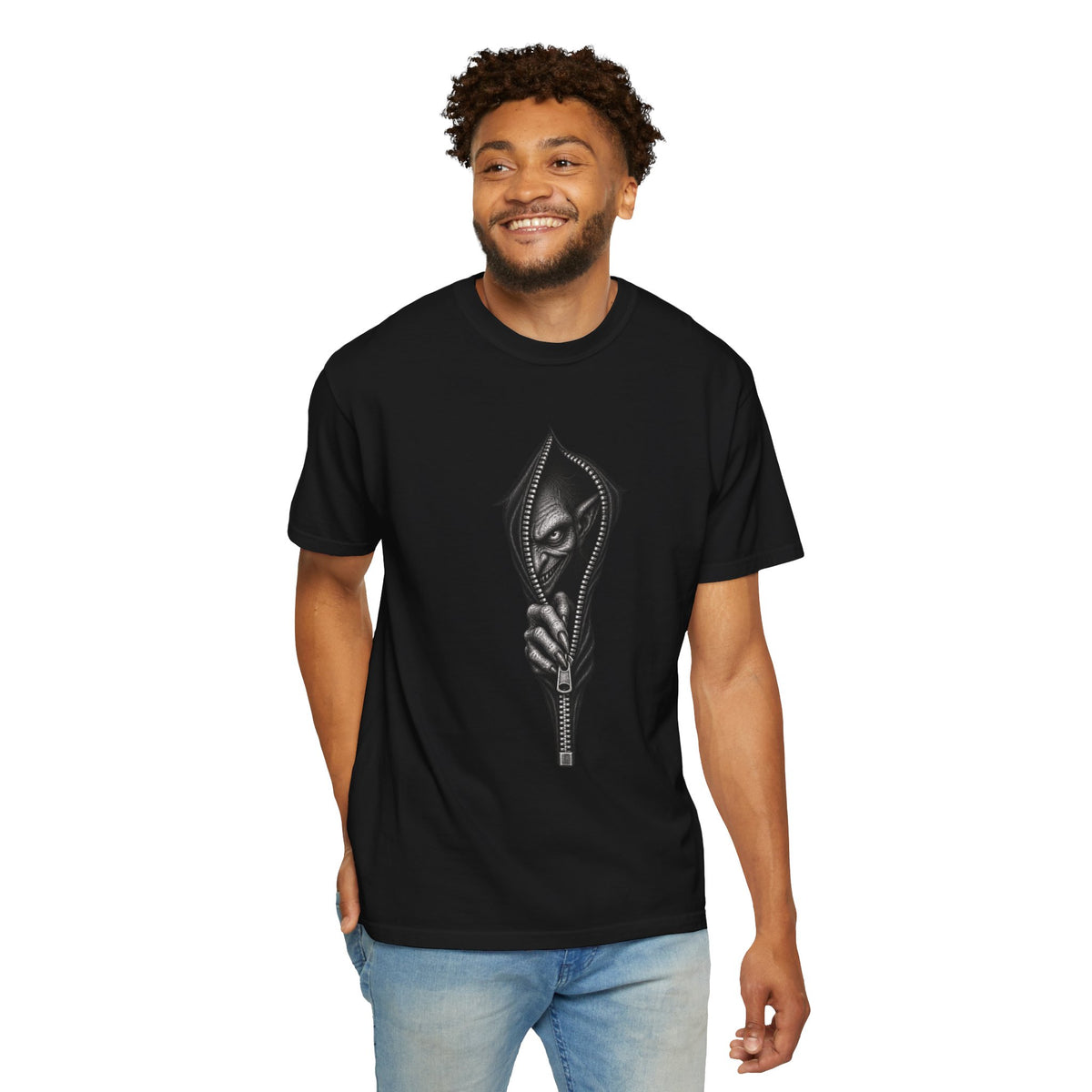 Inner Goblin Escaping Through Zipper T-Shirt