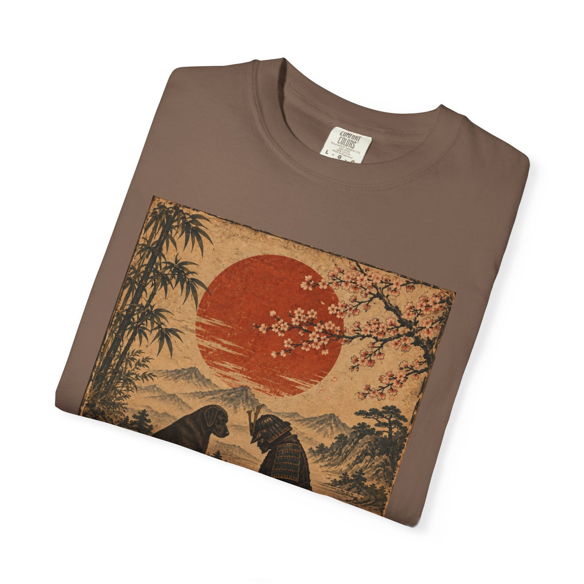 Samurai Bowing to Dog Shir, Vintage Japanese Dog Graphic Tee