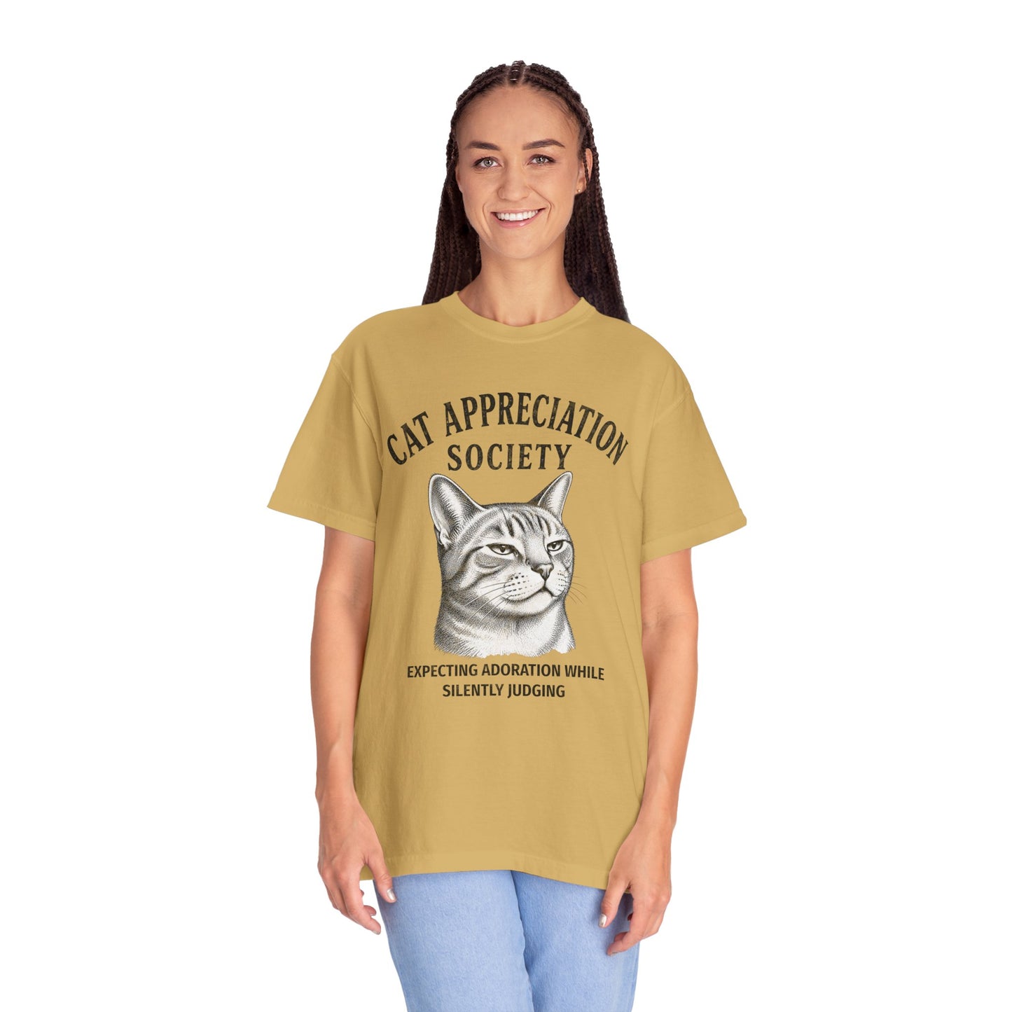 Cat Appreciation Society T-Shirt — “Expecting Adoration While Silently Judging”