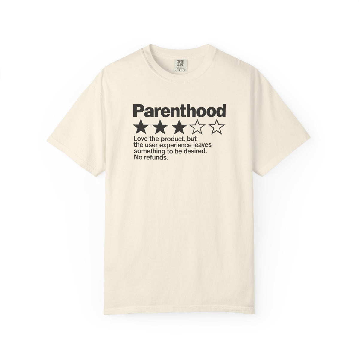 Parenthood 3-Star Review T-Shirt — Funny Sarcastic Gift for Mom and Dad