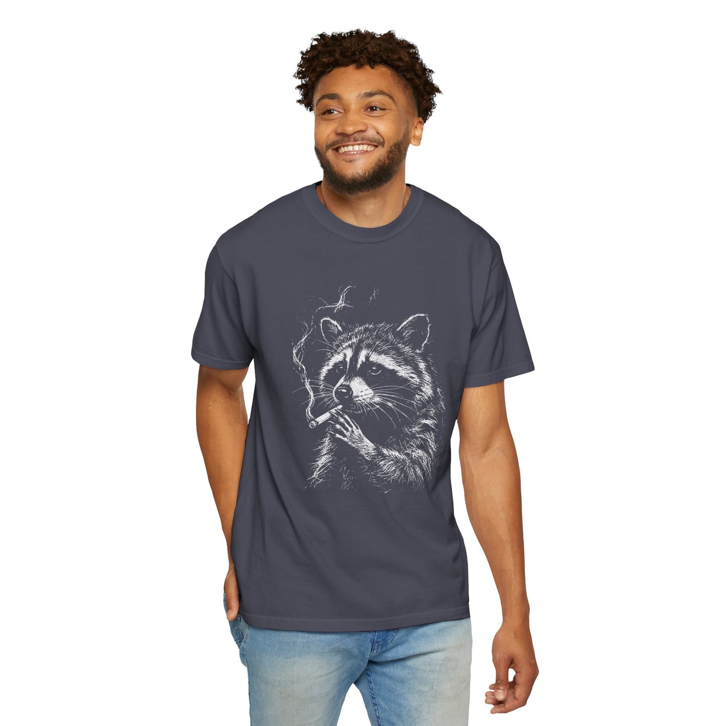 Vintage Wildlife Smoking Raccoon Graphic T-Shirt