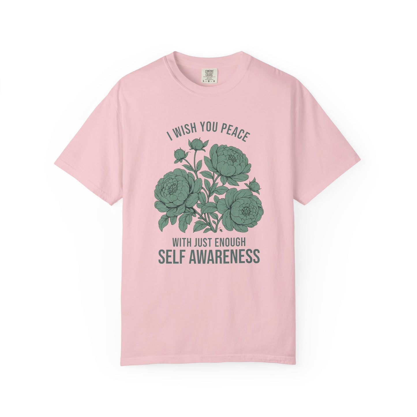 I Wish You Peace with Just Enough Self Awareness Shirt | Funny Introvert Graphic Tee | Vintage Floral Comfort Colors® T-Shirt