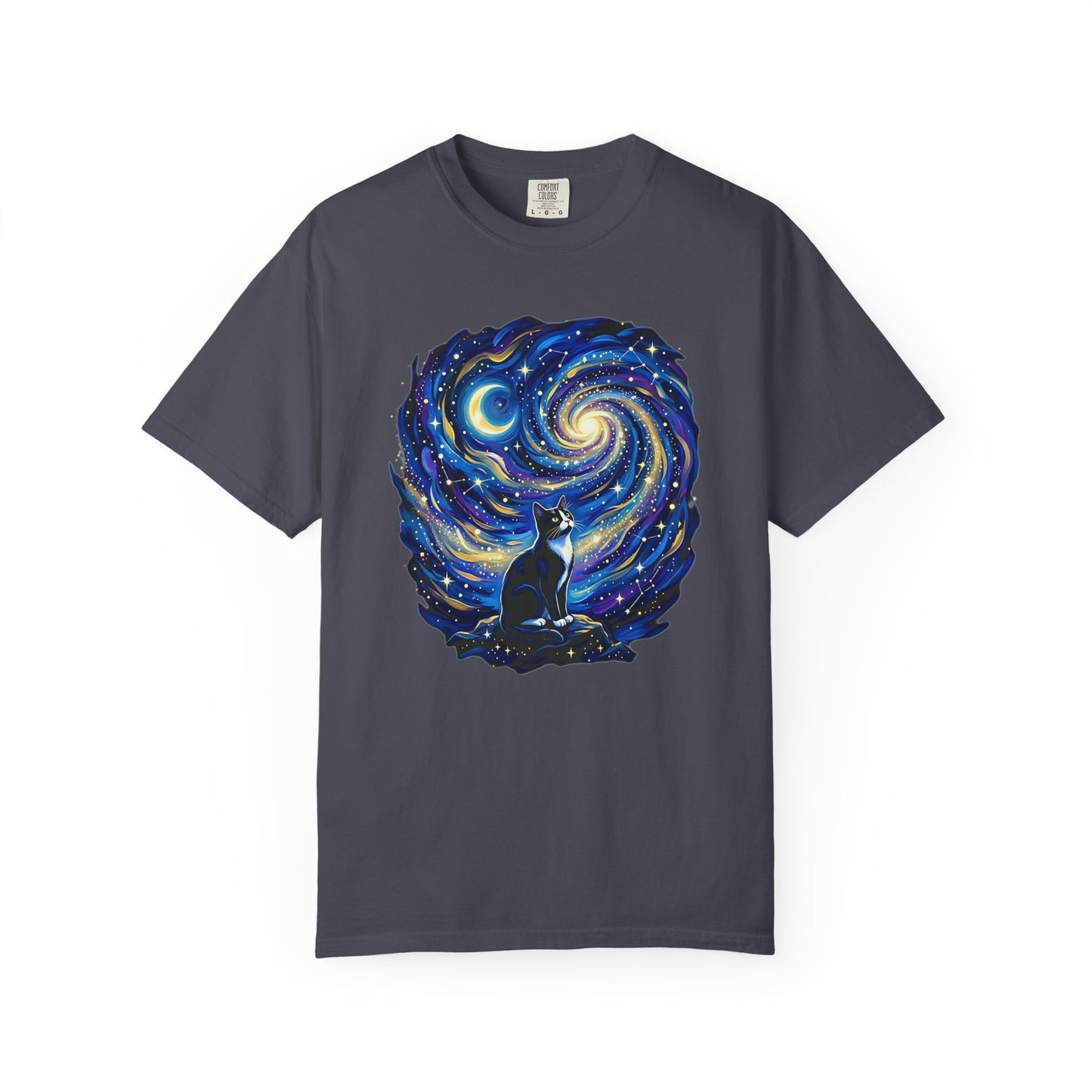 Purry Night Celestial Cat Shirt | Starry Night Cat Graphic T-Shirt