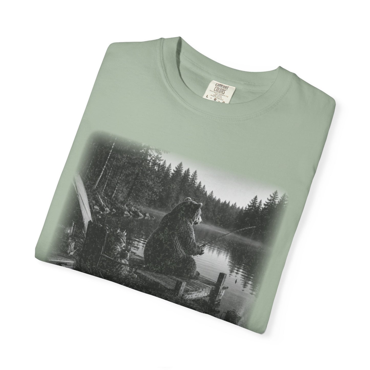 Bear and Cat Camping Shirt | Cozy Lake Fishing Graphic Tee