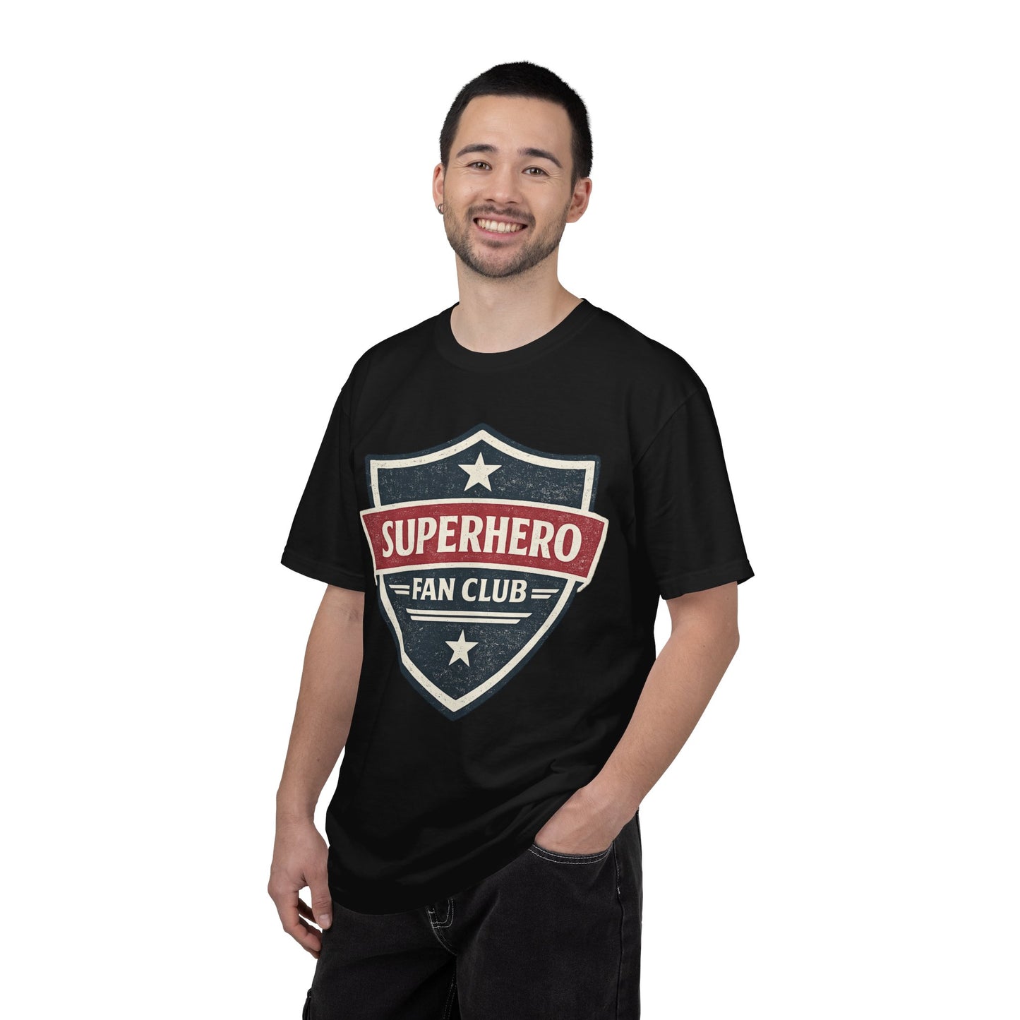 Superhero Fan Club Retro Shield T-Shirt Vintage Comic Graphic Tee