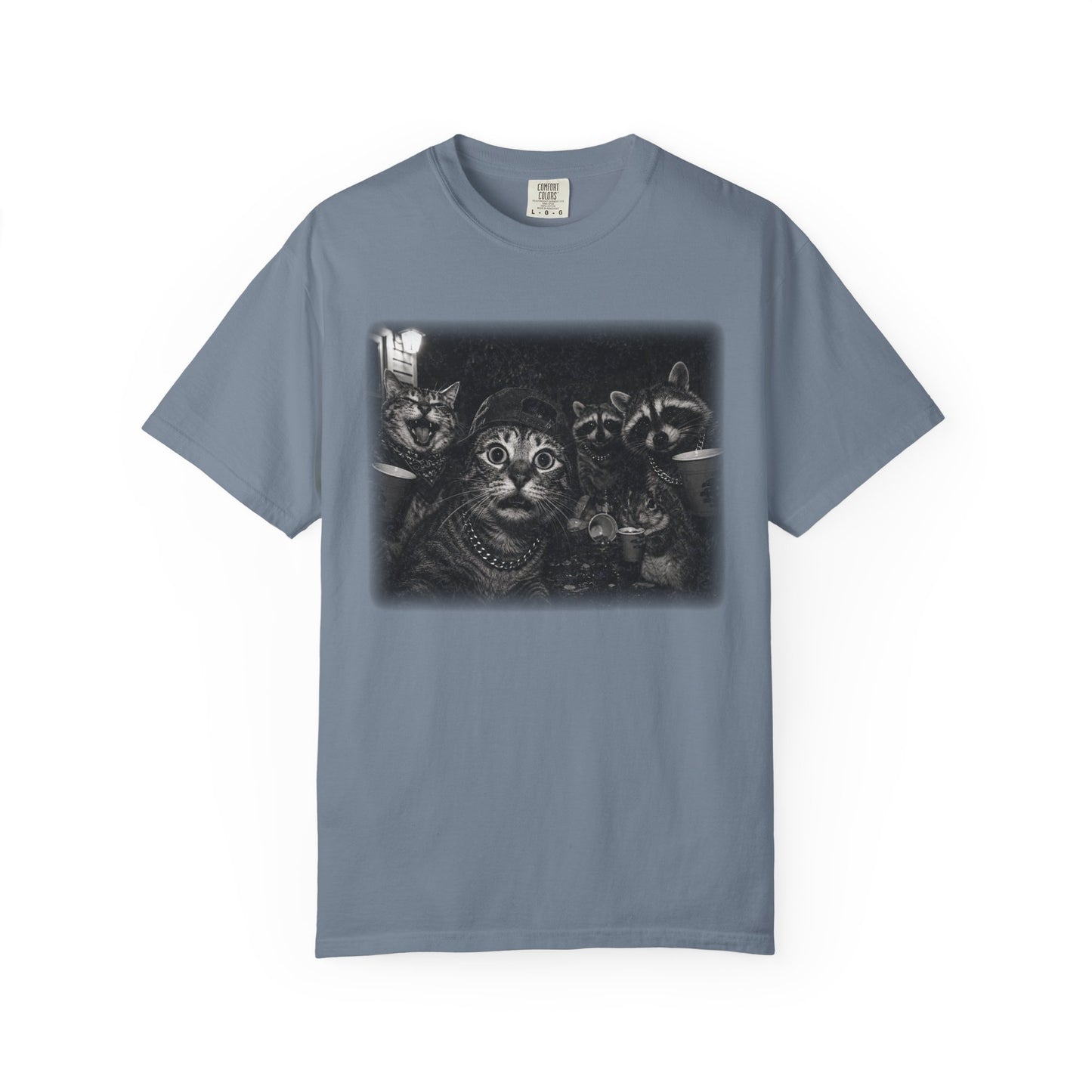 Backyard Midnight Party T-Shirt — Raccoons, Cats & Squirrels Porch Party Design