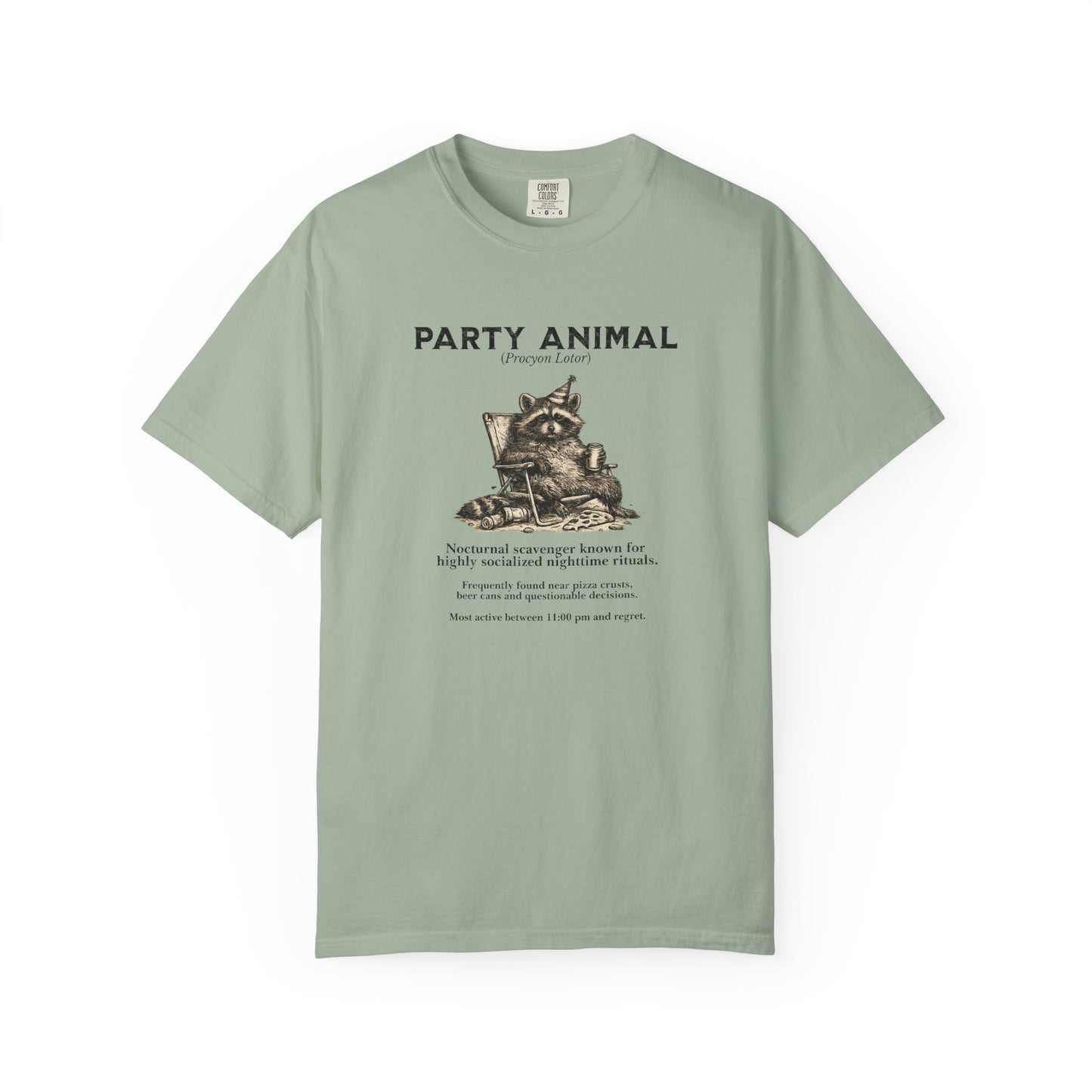 Vintage Raccoon Field Guide T-Shirt — 'Nocturnal Party Animal' Graphic Tee