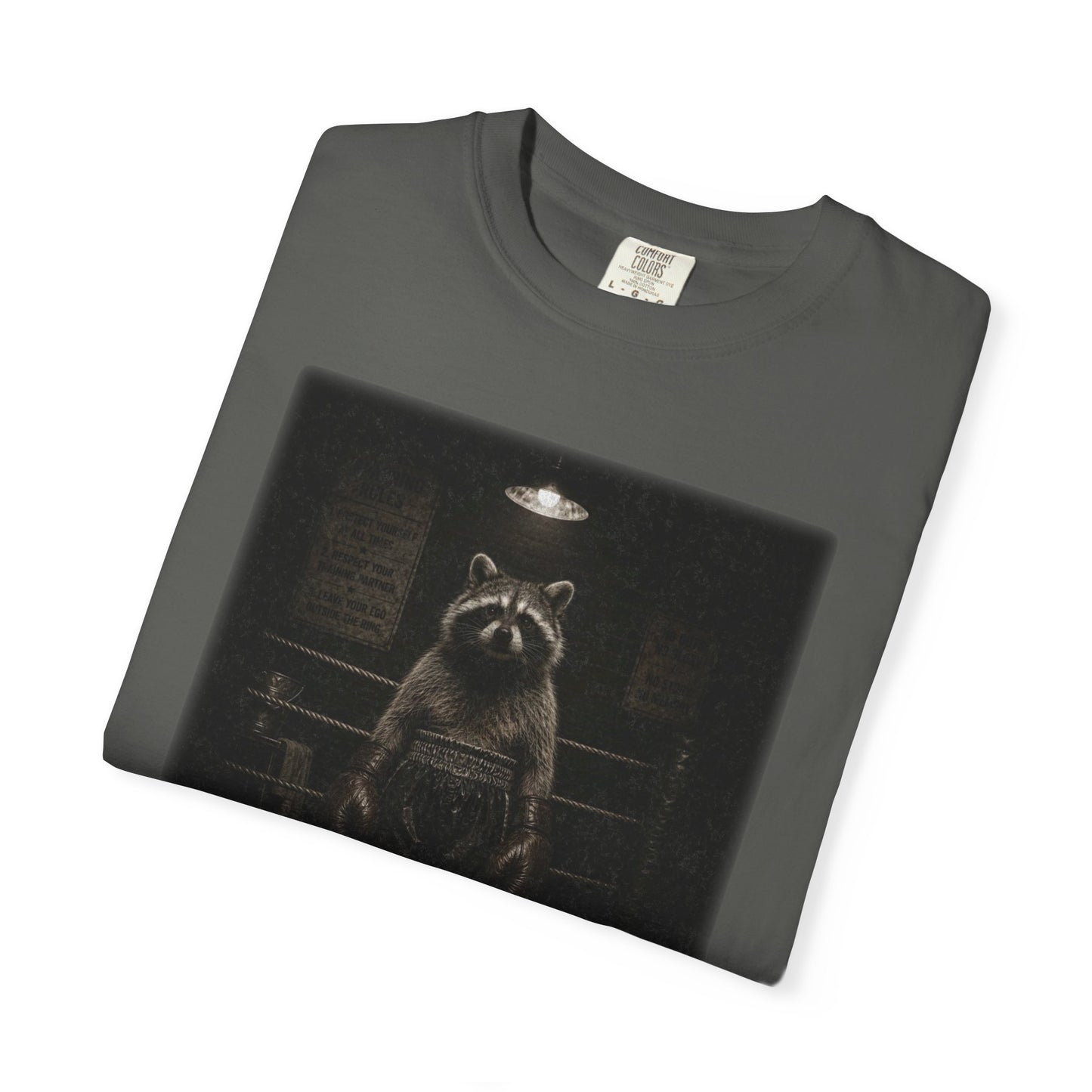 Raccoon Boxer T-Shirt | Fighting the Chaos | Vintage Animal Graphic Tee | Unisex Comfort Colors Shirt