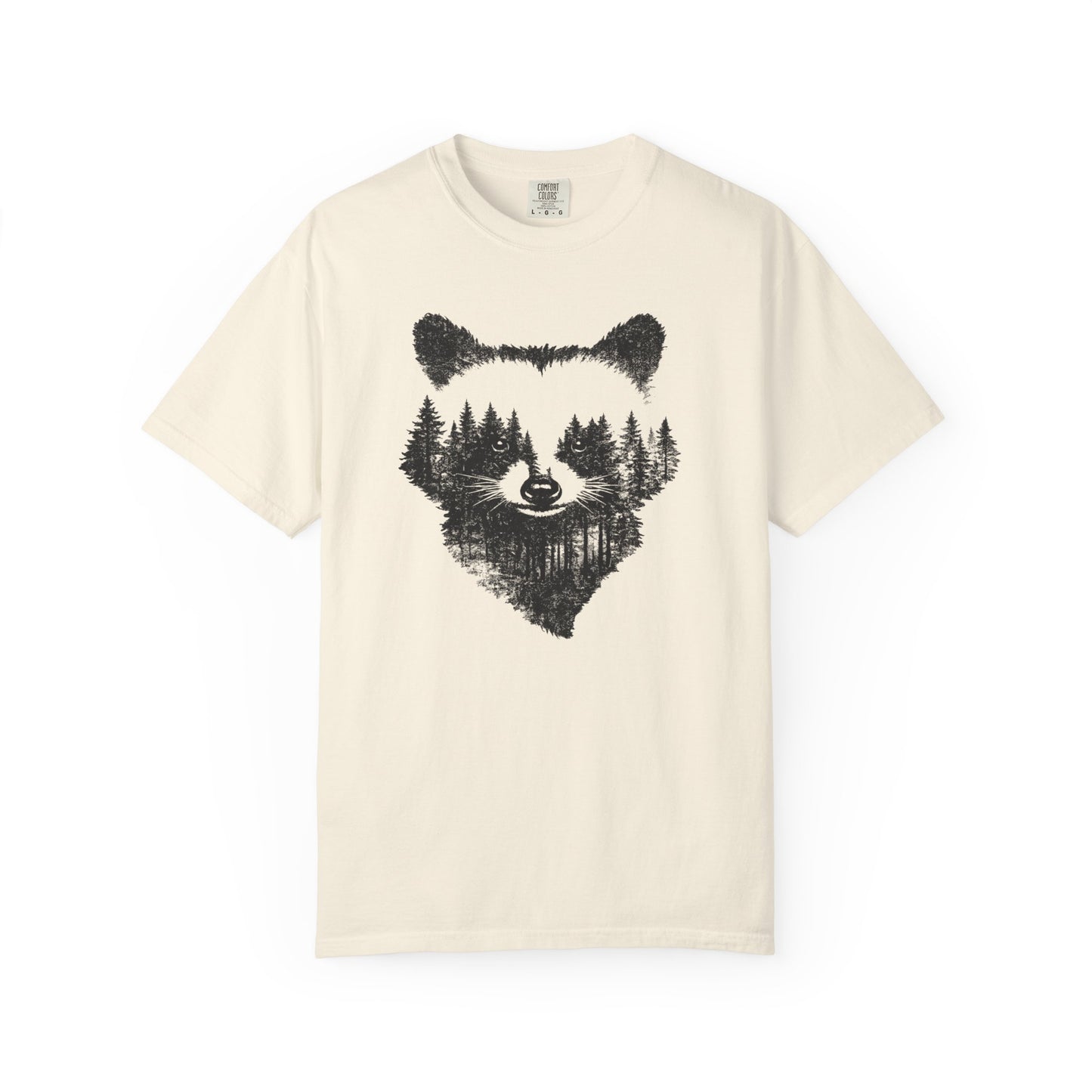 Woodland Raccoon Silhouette T-Shirt, Forest Wildlife Graphic Vintage Nature Tee