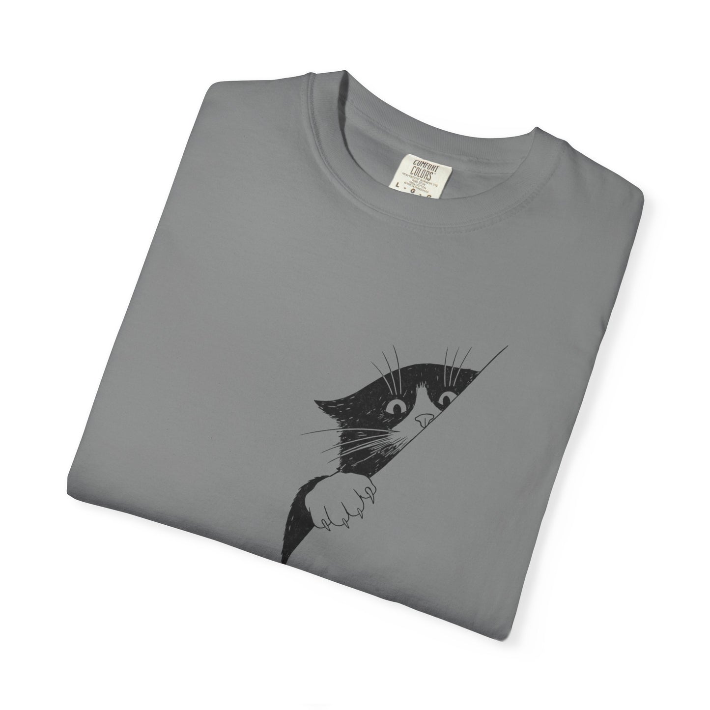Peekaboo Cat T-Shirt — Minimalist 'Is It Safe?' Cat Lover Tee
