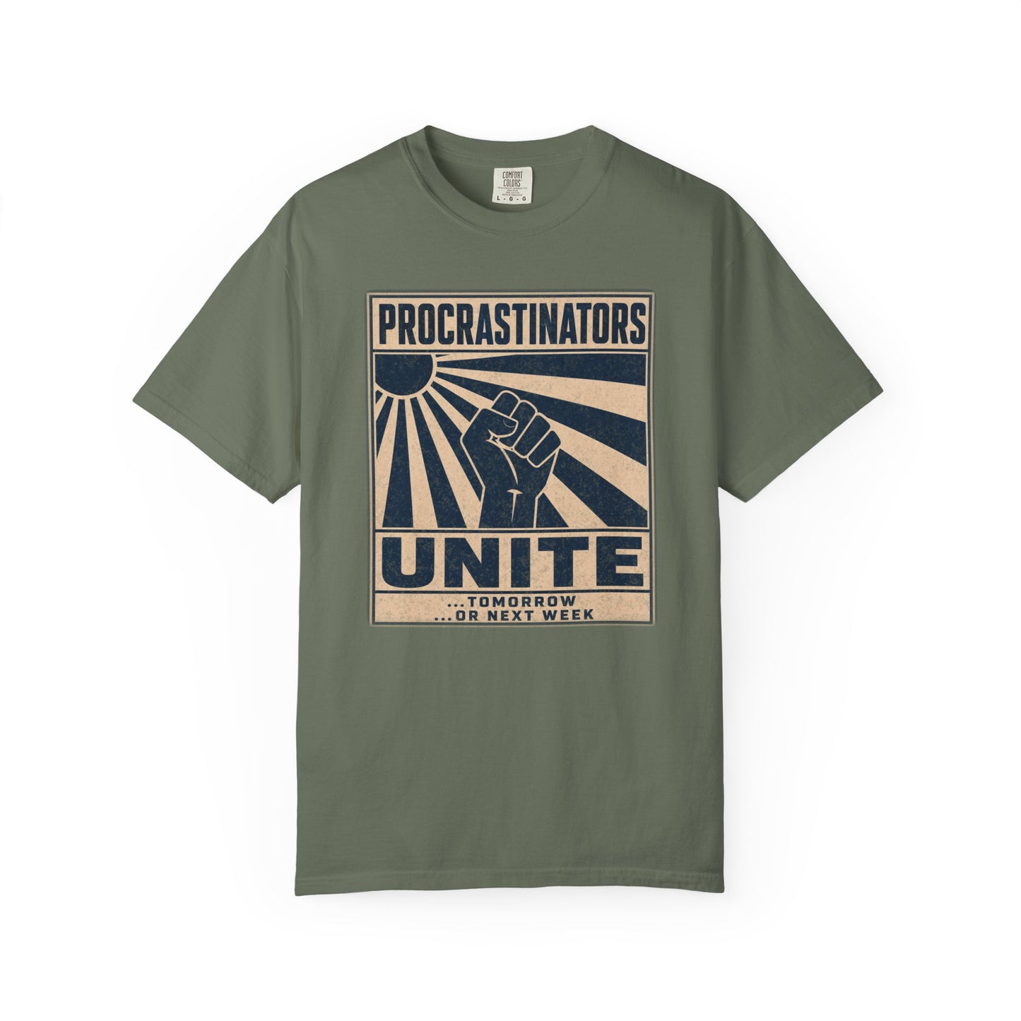 T-Shirt — "Procrastinators Unite" Retro Poster Graphic Tee