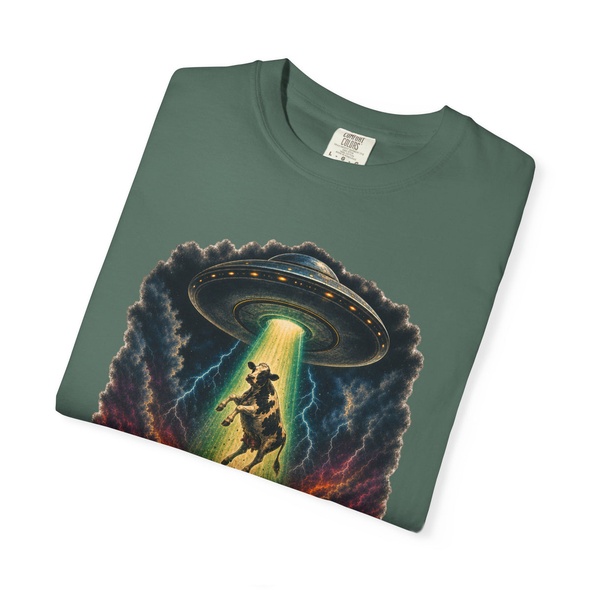 Not in the Moo’d for This Shirt – Funny Cow UFO Alien Abduction Graphic Tee
