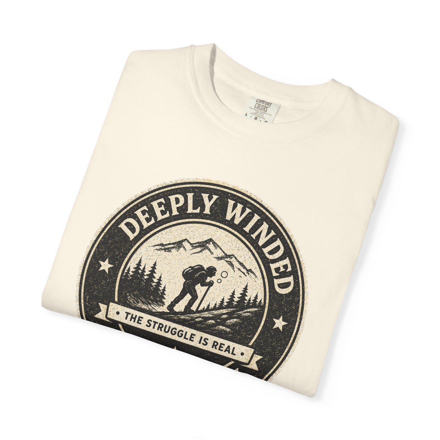 Deeply Winded Hiking Society T-Shirt — Playful Hiker Badge Design