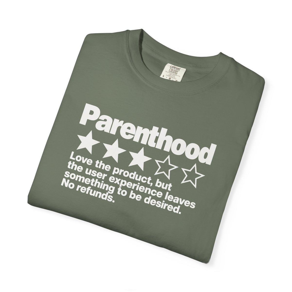 Parenthood 3-Star Review T-Shirt — Funny Sarcastic Gift for Mom and Dad