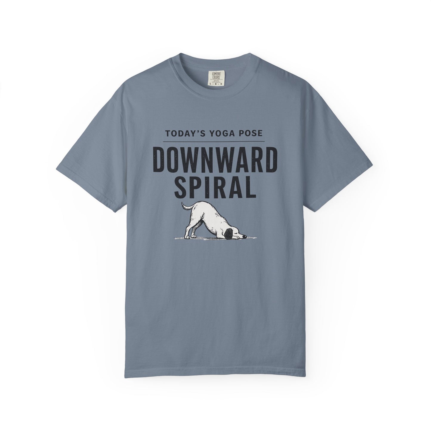 Downward Spiral Dog Yoga T-Shirt — Funny Downward Dog Graphic Tee