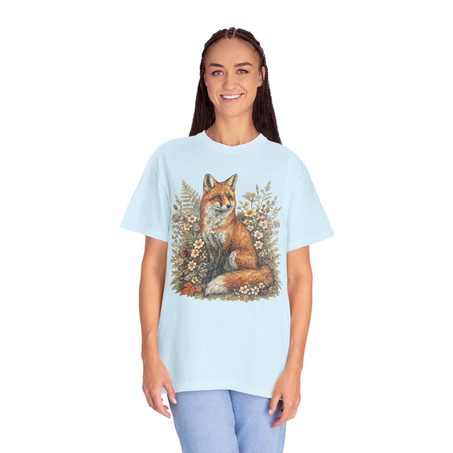 Vintage Fox & Wildflower Botanical Woodland Wldlife T-Shirt