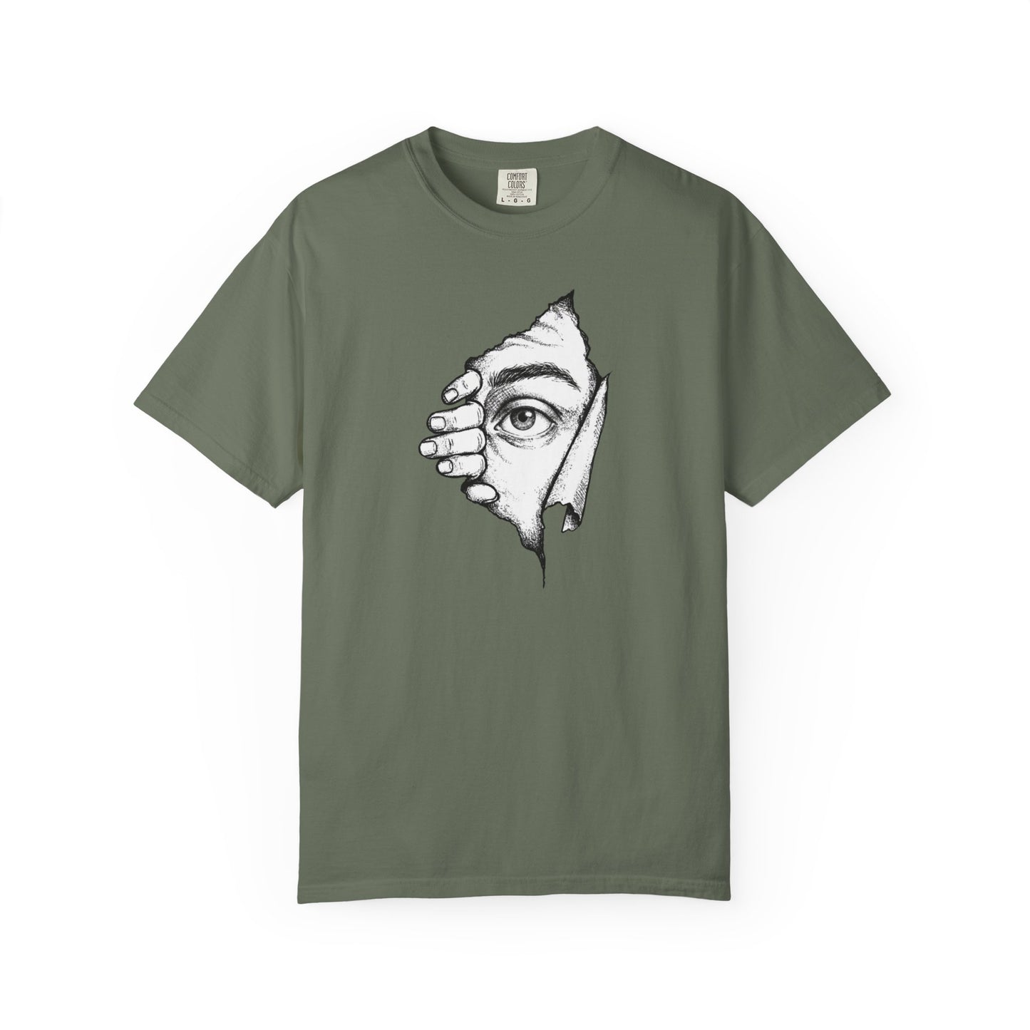 Peekaboo Curious Eye Graphic Peeking Eye Tee, Minimalist Black & White Art Shirt