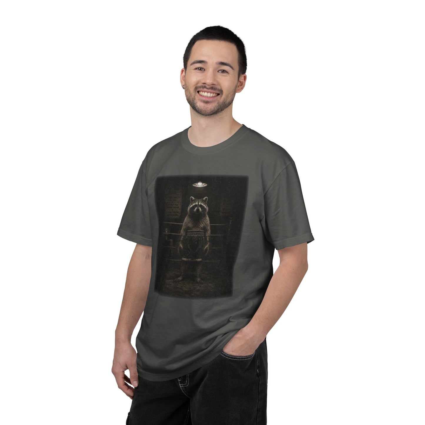 Raccoon Boxer T-Shirt | Fighting the Chaos | Vintage Animal Graphic Tee | Unisex Comfort Colors Shirt