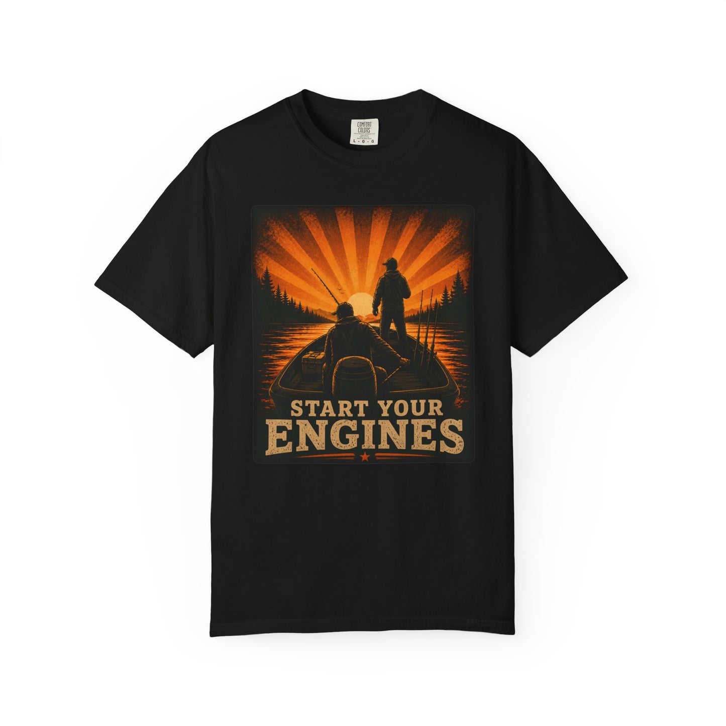 Fishing T-Shirt — "Start Your Engines" Retro Design
