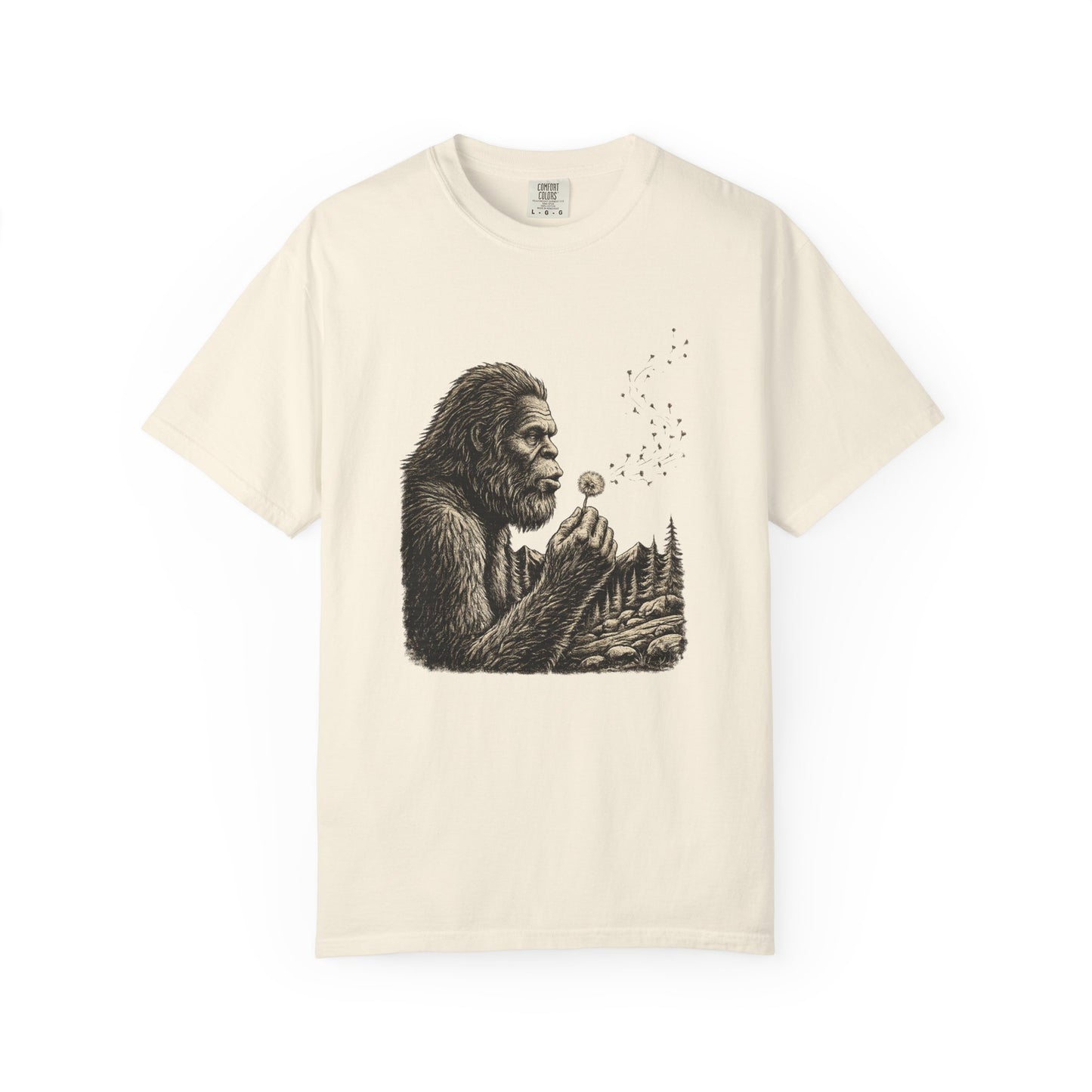 Peaceful Sasquatch Making a Wish Dandelion Vintage T-Shirt