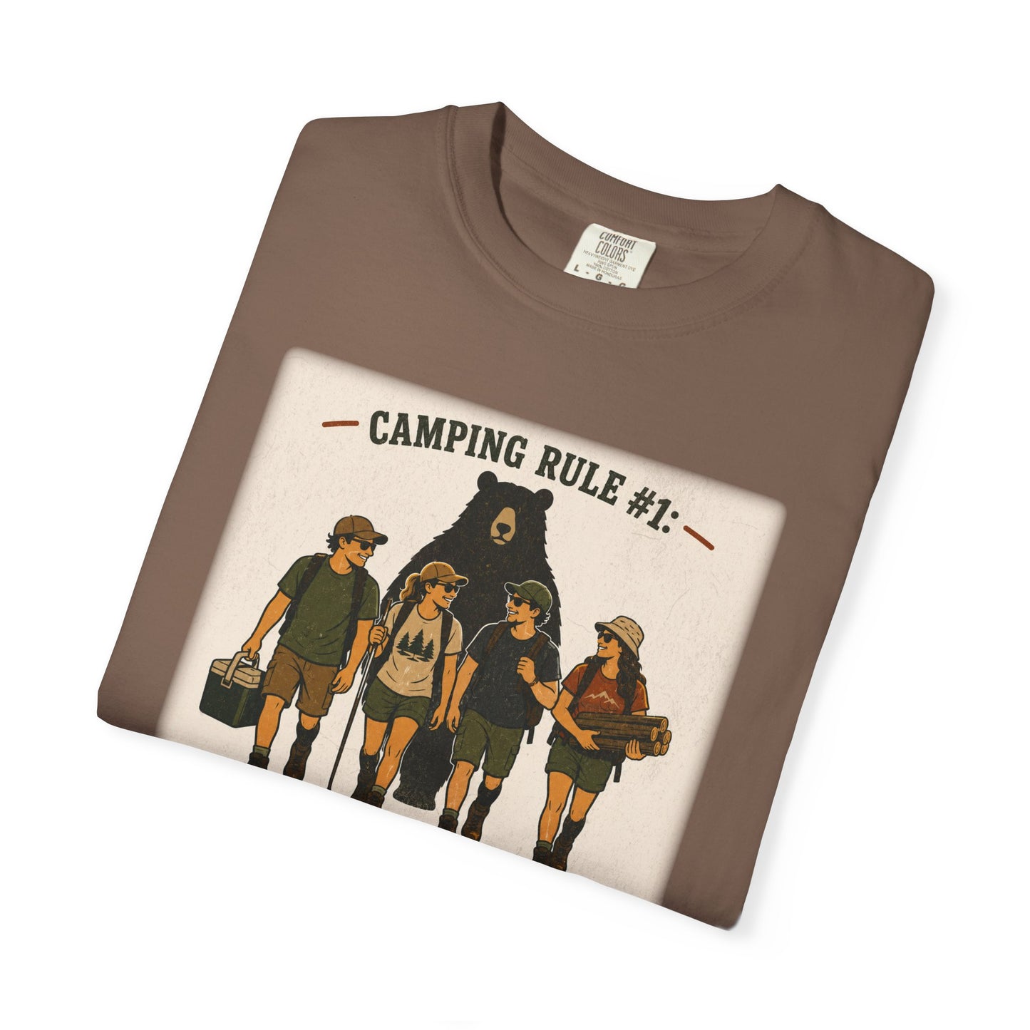 Camping Rule T-Shirt — “Always Camp with Slower Runners” Vintage Outdoor Tee