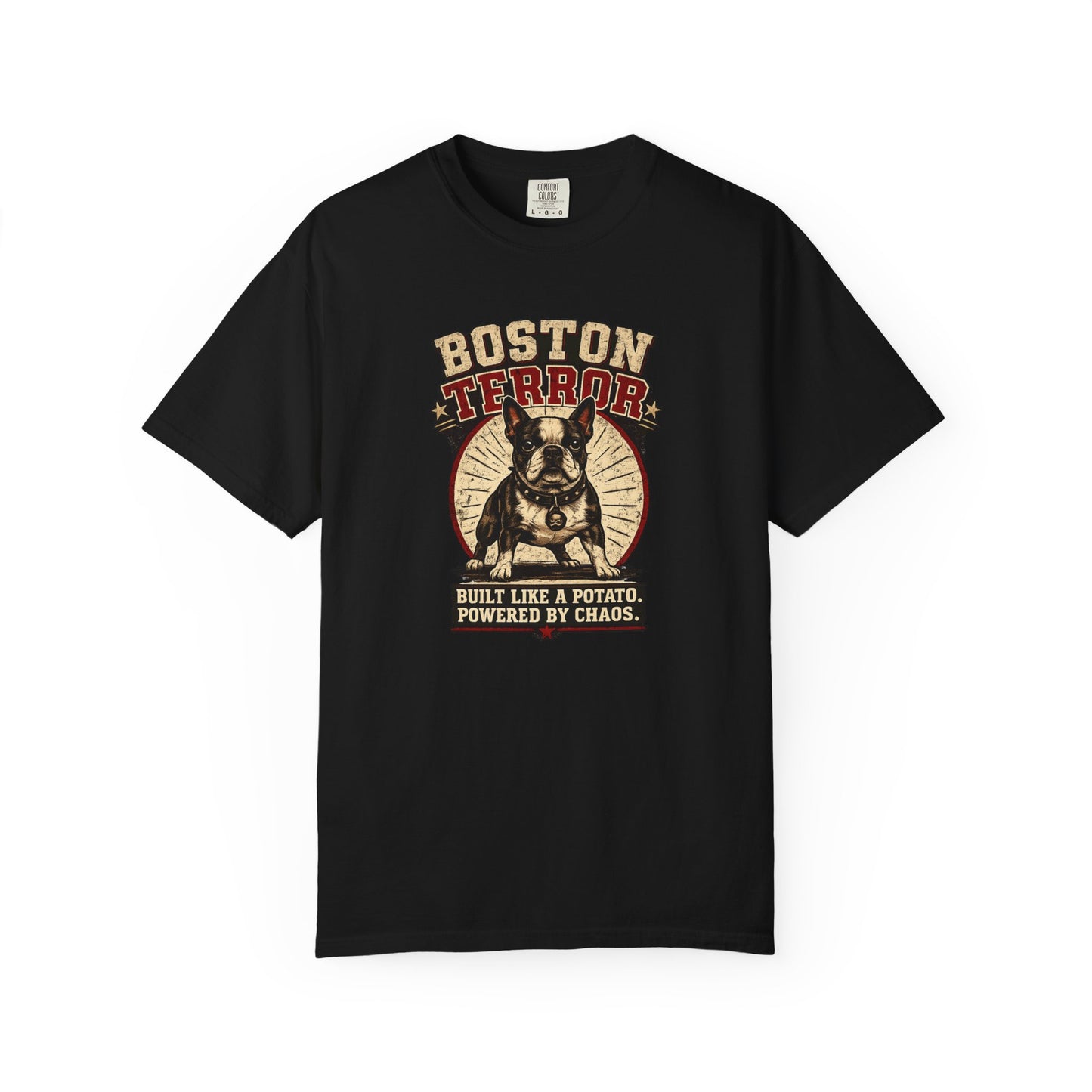 Boston TERROR Retro Boston Terrier T-Shirt — Built Like a Potato, Powered by Chaos