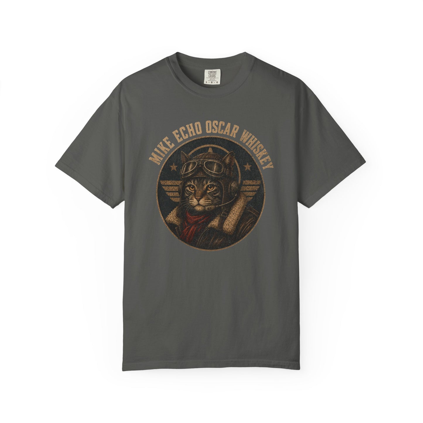 Mike Echo Oscar Whiskey Shirt | Funny Pilot Cat Tee | Aviation Humor T-Shirt | Vintage Graphic Cat Shirt