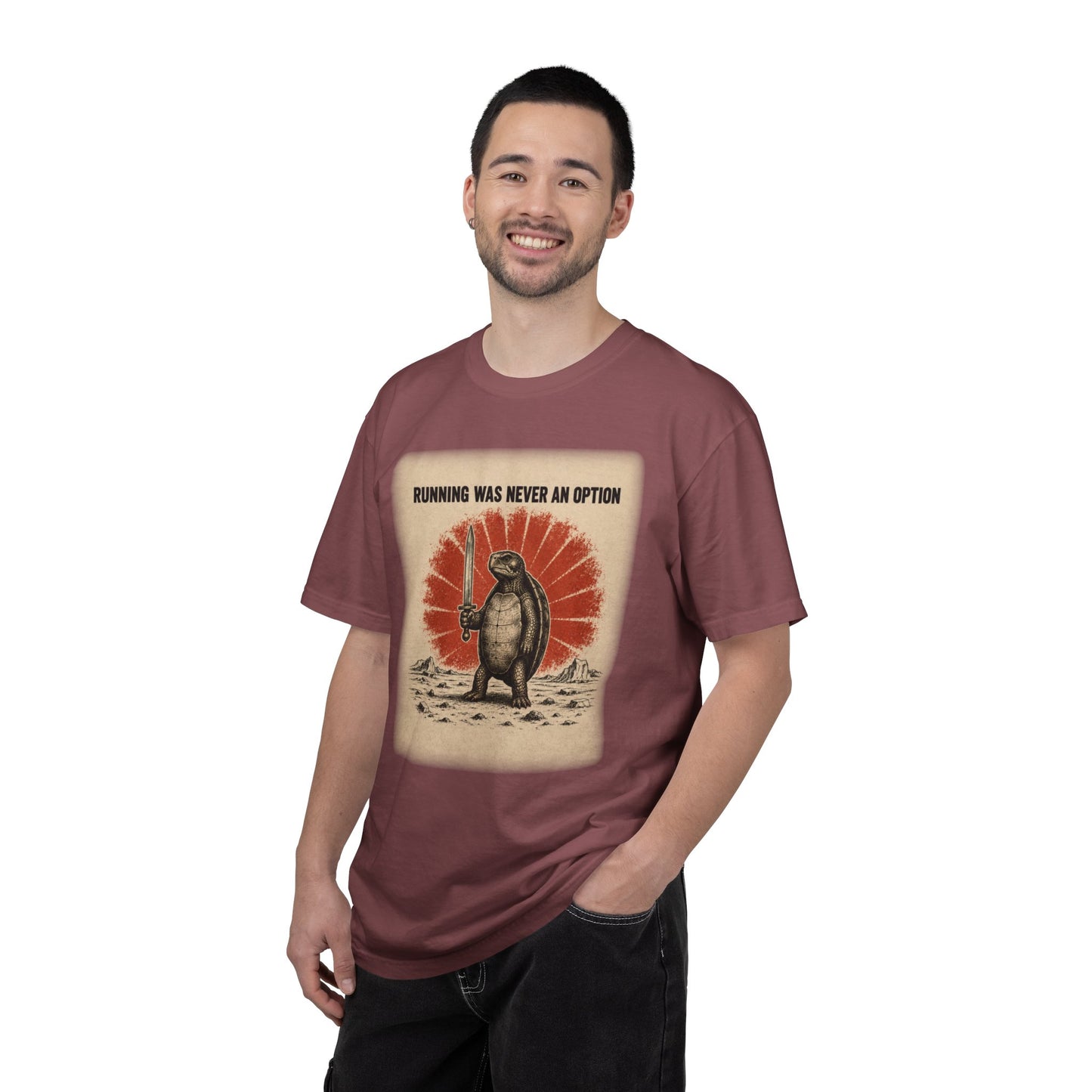 Running Was Never an Option Turtle Shirt | Funny Warrior Turtle Graphic Tee | Vintage Comfort Colors® T-Shirt