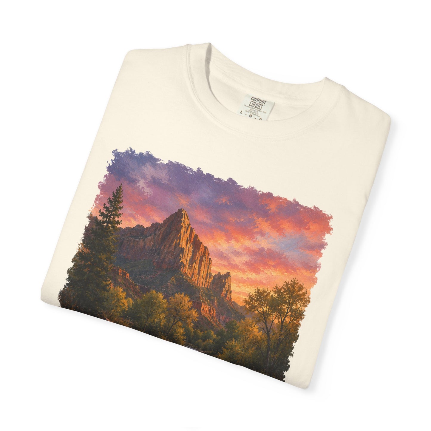 Zion National Park Scenic T-Shirt — Sunset Mountain River The Watchman Graphic Tee